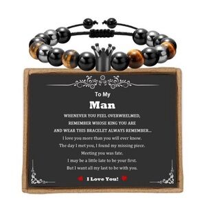 To My Man Bracelets as Mens V Day Gifts for Him,Adjustable Bead Bracelet